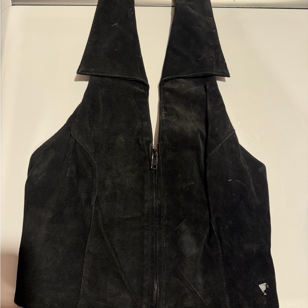Black Suede Halter Top